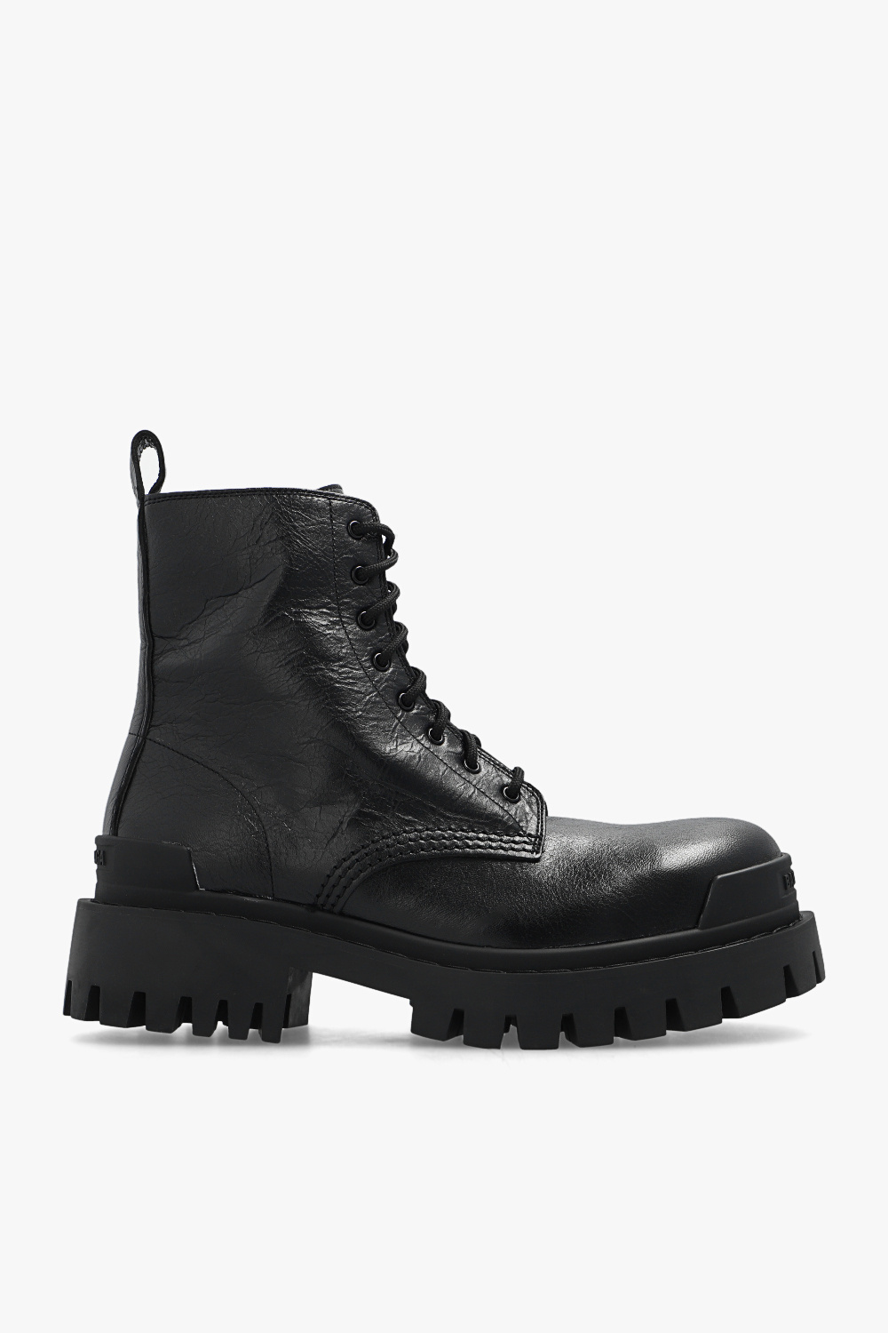 Padded Biker Boots Black Strike leather boots Balenciaga SchaferandweinerShops Cambodia